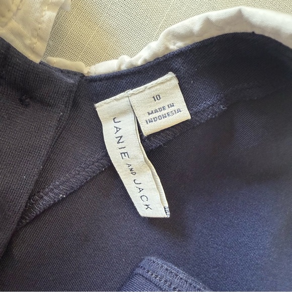 Janie and Jack Navy Blue and White Ruffle Collar Ponte Dress Girls Size 12 - Picture 7 of 7